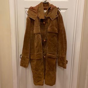 Beautiful Long Brown Leather Coat Sz XXL